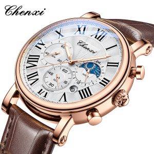 Dawn Multifunctional Men's Business Watch Moon Calendar Waterproof Rome Factory Cross-border Foreign Trade Live Watch Men