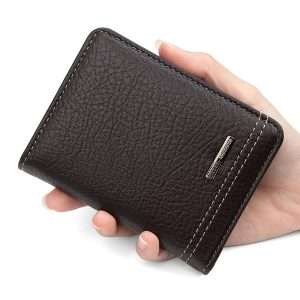 New Men's Card Holder Coin Purse Vertical Style Simple Business High-End Thin Card Holder Wallet with Lychee Pattern