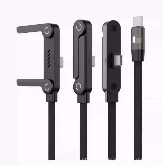 Cross-Border 240W Folding Stand Data Cable with Angled Dual-C Braided Cable Suitable for Apple and Huawei Mobile Phone Charging - Image 2