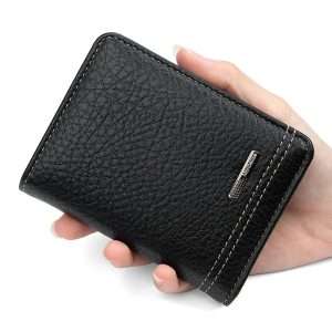 New Men's Card Holder Coin Purse Vertical Style Simple Business High-End Thin Card Holder Wallet with Lychee Pattern