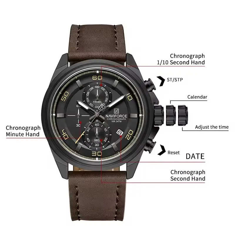 Naviforce 8075 For Men - Dark Brown Black - Image 6