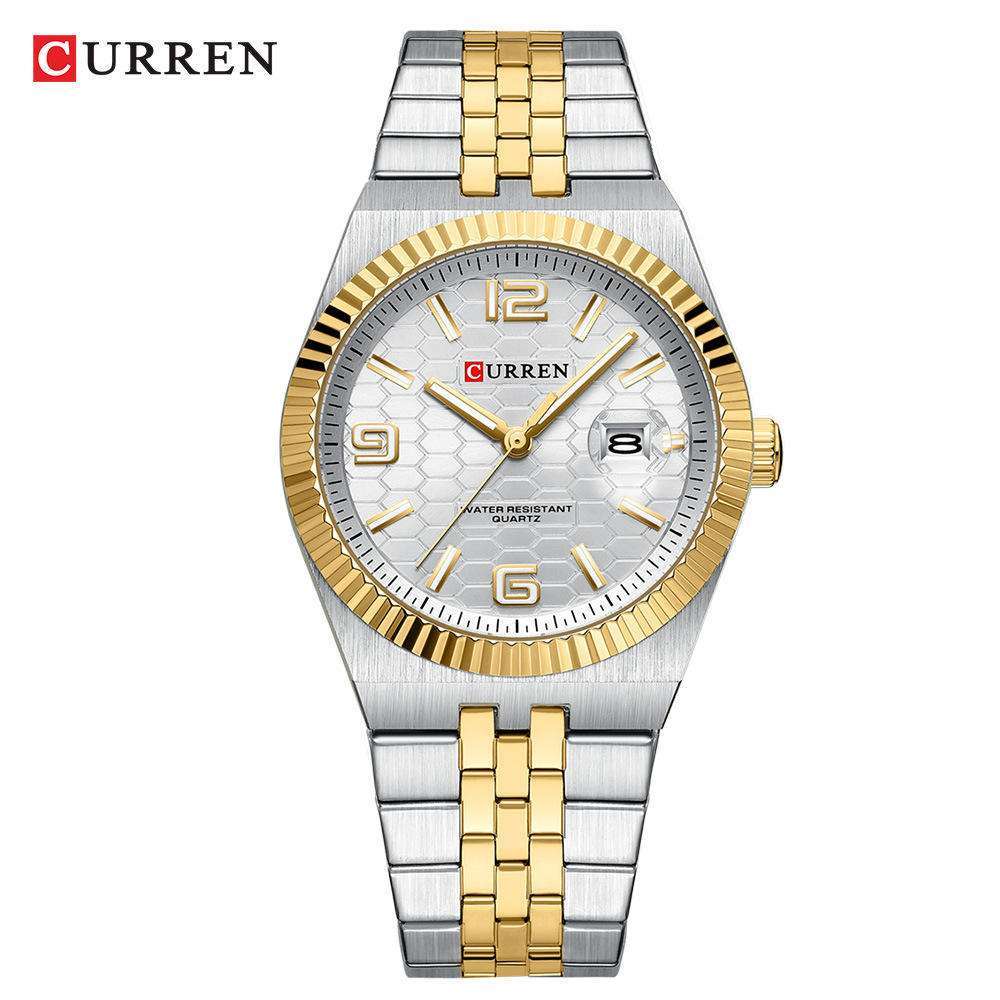 Curren 8498 For Men - Silver Gold White
