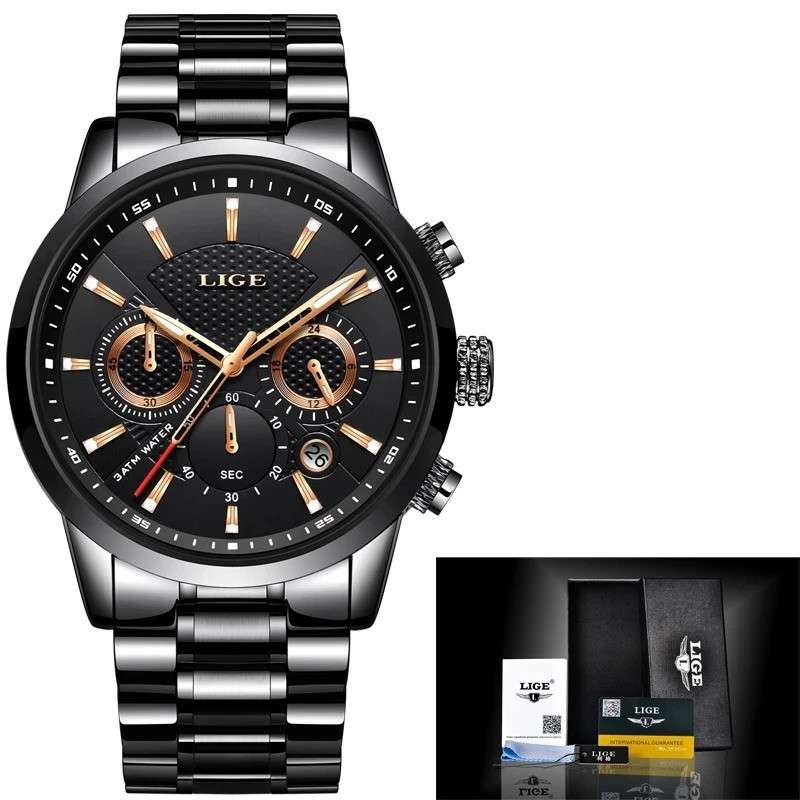 LIGE 9866B Mens Watches Top Luxury Brand Business Quartz Watch Men Military Sports Waterproof Dress Wristwatch - Image 4