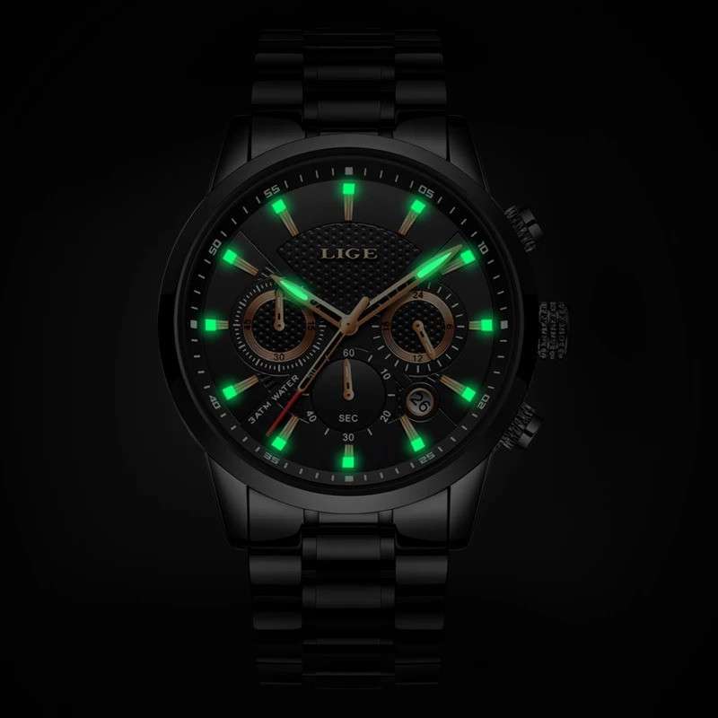 LIGE 9866B Mens Watches Top Luxury Brand Business Quartz Watch Men Military Sports Waterproof Dress Wristwatch - Image 3